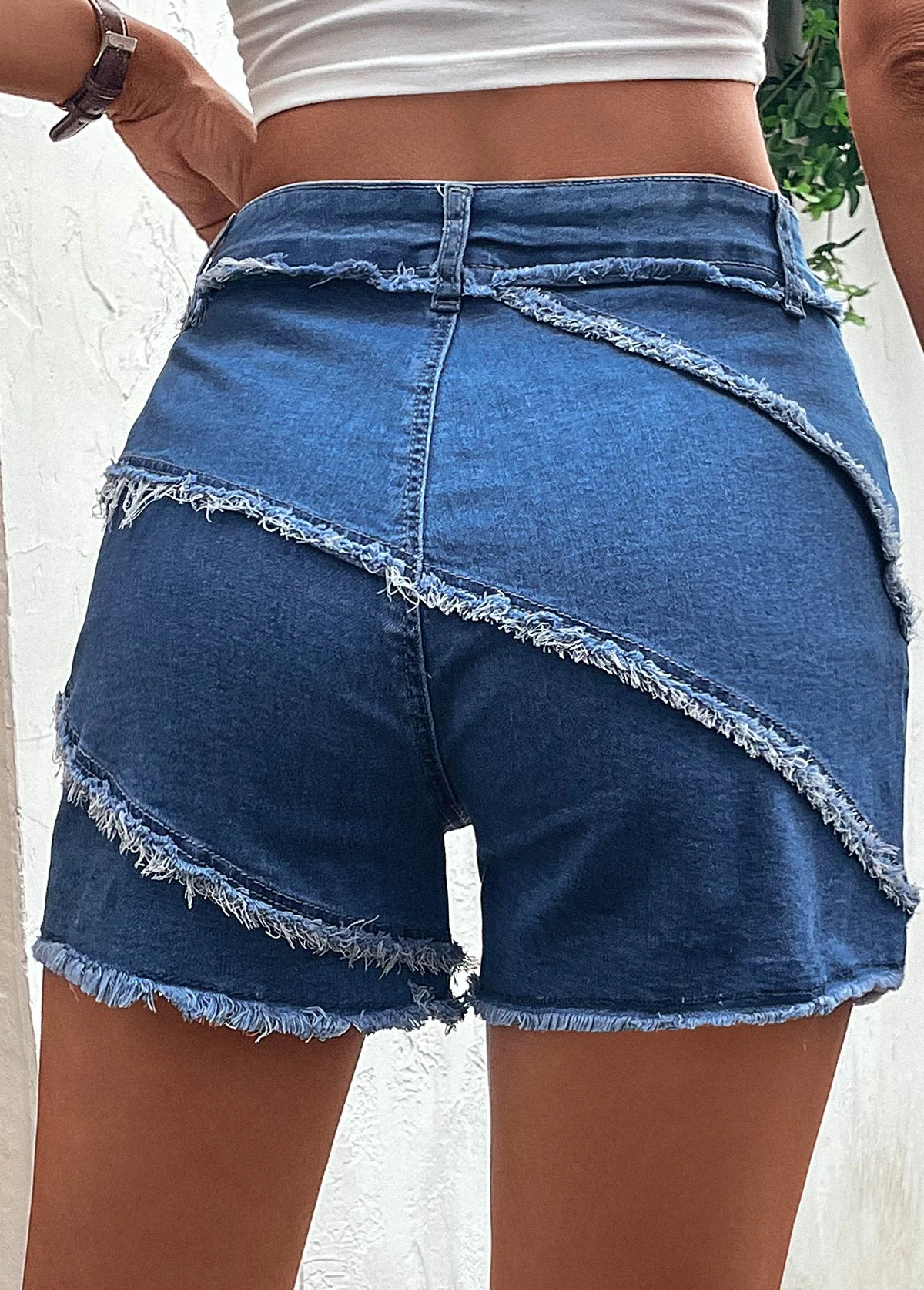 Pocket Patchwork Regular Button Fly Denim Shorts 4 Pocket Patchwork Regular Button Fly Denim Shorts - Image 2