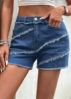 Pocket Patchwork Regular Button Fly Denim Shorts 11 Pocket Patchwork Regular Button Fly Denim Shorts -Modlily Shop 330004 P 16818069998192