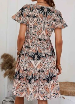 Multi Color Patchwork Tribal Print A Line Dress -Modlily Shop 330136 P 1679565019997