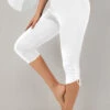 White High Waisted Capri Elastic Waist Leggings -Modlily Shop 330174 P 1679636774207