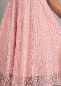 Pink Cut Out Short Sleeve Round Neck Dress -Modlily Shop 330216 P 16812113542895