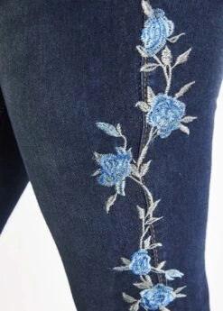 Denim Blue Embroidery Floral Print Skinny Zipper Fly Jeans 11 Denim Blue Embroidery Floral Print Skinny Zipper Fly Jeans -Modlily Shop 330249 P 16814718758454