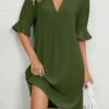 Olive Green Split H Shape Dress 2 Olive Green Split H Shape Dress -Modlily Shop 330268 P 1679900535780