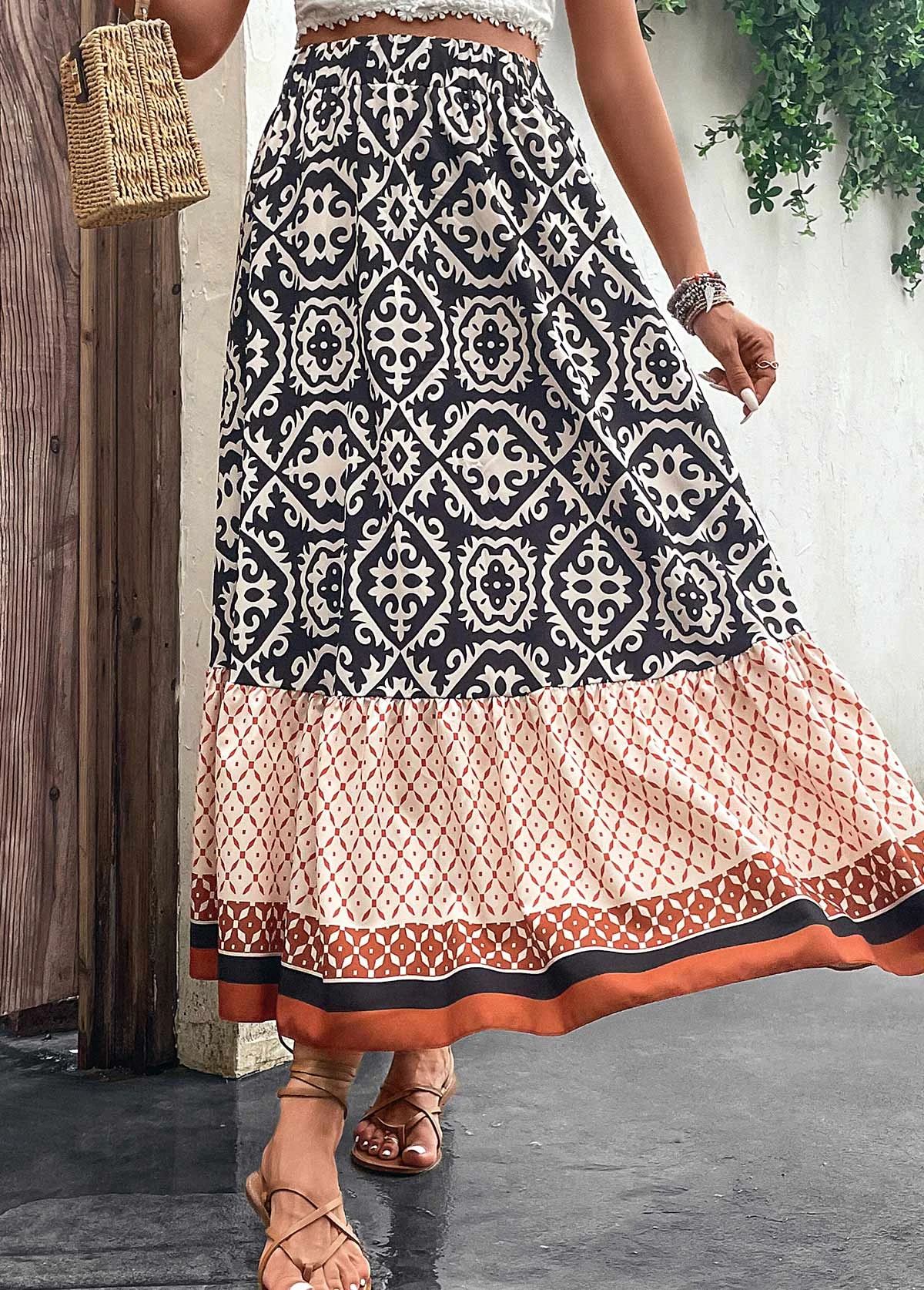 Multi Color Patchwork Tribal Print Maxi Skirt 7 Multi Color Patchwork Tribal Print Maxi Skirt - Image 5