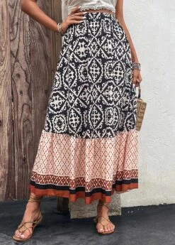 Multi Color Patchwork Tribal Print Maxi Skirt 13 Multi Color Patchwork Tribal Print Maxi Skirt -Modlily Shop 330283 P 16818065173055
