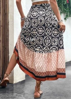 Multi Color Patchwork Tribal Print Maxi Skirt 10 Multi Color Patchwork Tribal Print Maxi Skirt -Modlily Shop 330283 P 16818065175771