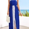 Blue Lace Front Slit Strappy Maxi Dress 1 Blue Lace Front Slit Strappy Maxi Dress -Modlily Shop 330308 P 16812113495980