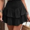 Black Smocked A Line Elastic Waist Short Skirt -Modlily Shop 330312 P 16818066849330