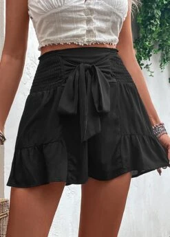 Black Bowknot Elastic Waist High Waisted Shorts 13 Black Bowknot Elastic Waist High Waisted Shorts -Modlily Shop 330313 P 16818066314605