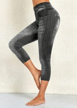 Dark Grey Marl High Waisted Capri Leggings -Modlily Shop 330337 P 16800881932383