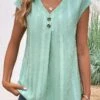 Mint Green Button Short Sleeve T Shirt -Modlily Shop 330444 P 16853382212723