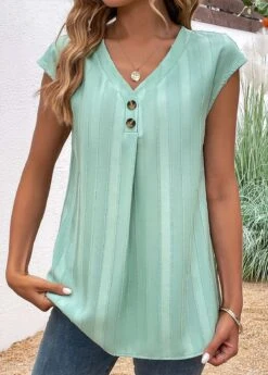 Mint Green Button Short Sleeve T Shirt