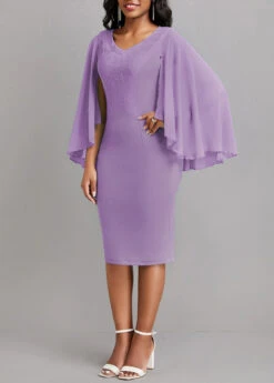 Neon Violet Patchwork Long Sleeve Bodycon Dress -Modlily Shop 330658 P 16860486206152