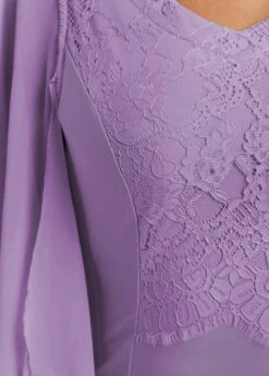 Neon Violet Patchwork Long Sleeve Bodycon Dress -Modlily Shop 330658 P 16860486207944