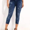 Denim Blue Floral Print High Waisted Leggings -Modlily Shop 331066 P 16818983006840