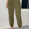 Blackish Green Smocked Regular Elastic Waist Pants -Modlily Shop 331093 P 16831820556470