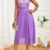 Neon Violet Lace Sleeveless Round Neck Dress -Modlily Shop 331373 P 16835458738810