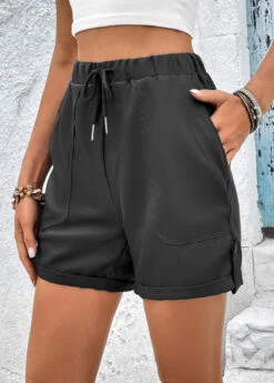 Grey Pocket Drawastring High Waisted Shorts -Modlily Shop 331384 P 16811237284182