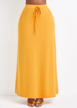 Ginger Pocket A Line Drawastring Maxi Skirt -Modlily Shop 331391 P 16820714790883