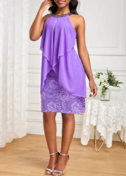 Purple Lace Floral Sleeveless Sequin Dress 9 Purple Lace Floral Sleeveless Sequin Dress -Modlily Shop 331579 P 16843228682032