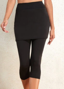 Black Pocket High Waisted Capri Elastic Waist Leggings -Modlily Shop 331702 P 16850092067855