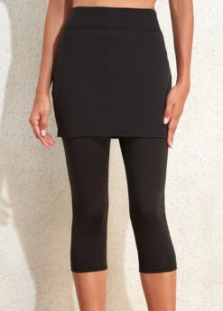 Black Pocket High Waisted Capri Elastic Waist Leggings -Modlily Shop 331702 P 16850092067894