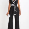 Black Asymmetry Long Sleeveless Lapel Jumpsuit -Modlily Shop 331781 P 16835451822350