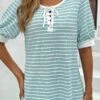 Mint Green Lace Up Short Sleeve T Shirt -Modlily Shop 331884 P 16849787333920