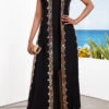Black Sequin Two Piece Suit Sleeveless Maxi Dress And Cardigan -Modlily Shop 332075 P 16849788142570