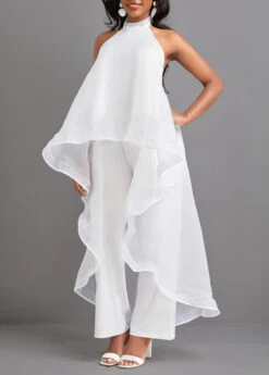 White Tie Ankle Length Sleeveless Top And Pants -Modlily Shop 332165 P 16836313323482