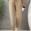 Light Camel Pocket Drawastring High Waisted Jogger Pants -Modlily Shop 332194 P 16837179811970