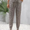 Light Camel Pocket Leopard Jogger Elastic Waist Pants -Modlily Shop 332196 P 16843763804500