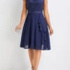 Navy Lace Short Sleeve Round Neck Dress -Modlily Shop 332280 P 16847352185360