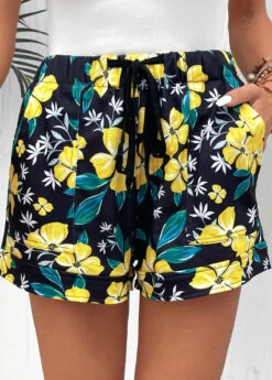 Multi Color Pocket Floral Print Regular Shorts