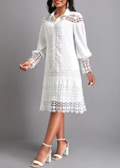 Patchwork White Lace Short Sleeve Dress -Modlily Shop 332331 P 16862200107242