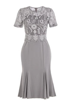 Grey Mermaid Short Sleeve Round Neck Bodycon Dress -Modlily Shop 332363 P 16940804263895