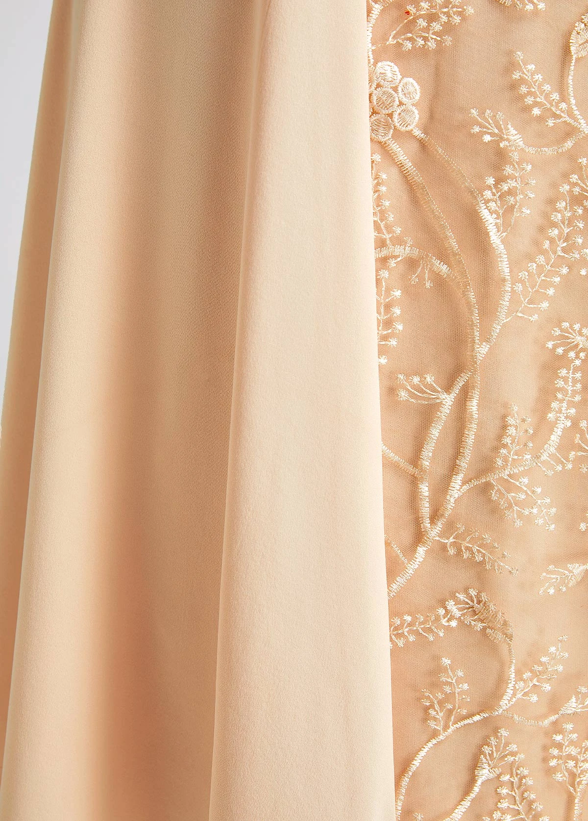 Champagne Patchwork Short Sleeve V Neck Dress 7 Champagne Patchwork Short Sleeve V Neck Dress - Image 5