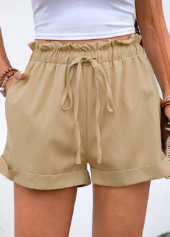 Light Camel Smocked Regular Elastic Waist Shorts 11 Light Camel Smocked Regular Elastic Waist Shorts -Modlily Shop 332562 P 16849782396894