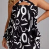 Black Criss Cross Graffiti Print Sleeveless Top And Shorts -Modlily Shop 332572 P 16850638472830