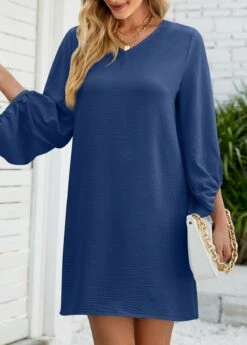 Navy Lightweight Short H Shape Dress -Modlily Shop 332648 P 1682325403574