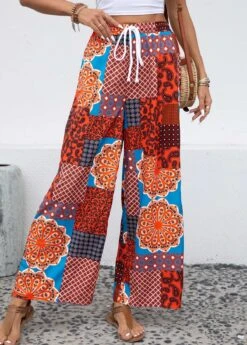 Multi Color Drawstring Tribal Print Drawastring Pants -Modlily Shop 332672 P 16853383555723