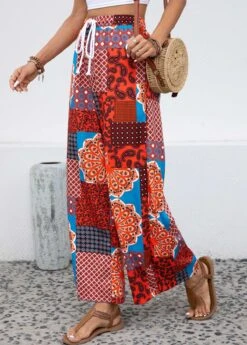 Multi Color Drawstring Tribal Print Drawastring Pants -Modlily Shop 332672 P 16853383559432