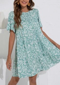 Mint Green Ruched Ditsy Floral Print Dress 7 Mint Green Ruched Ditsy Floral Print Dress -Modlily Shop 332700 P 1682401185698