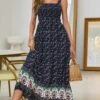 Navy Smocked Ditsy Floral Print Strappy Dress -Modlily Shop 332701 P 1682401196857