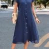 Navy Pocket Short Sleeve Shift Dress -Modlily Shop 332711 P 16843933106000