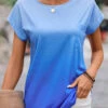 Blue Pocket Ombre Short Sleeve T Shirt -Modlily Shop 333048 P 16843954913080