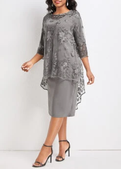 Light Grey Lace Layered Two Piece Dress -Modlily Shop 333058 P 16853300026684