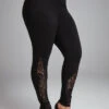Black Lace Skinny Elastic Waist High Waisted Pants -Modlily Shop 333059 P 16849774473120