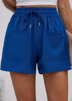 Dark Blue Pocket Drawastring High Waisted Shorts 10 Dark Blue Pocket Drawastring High Waisted Shorts -Modlily Shop 333075 P 16844987779983