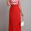 Red Button Geometric Print Belted Maxi Dress -Modlily Shop 333165 P 16831997711670